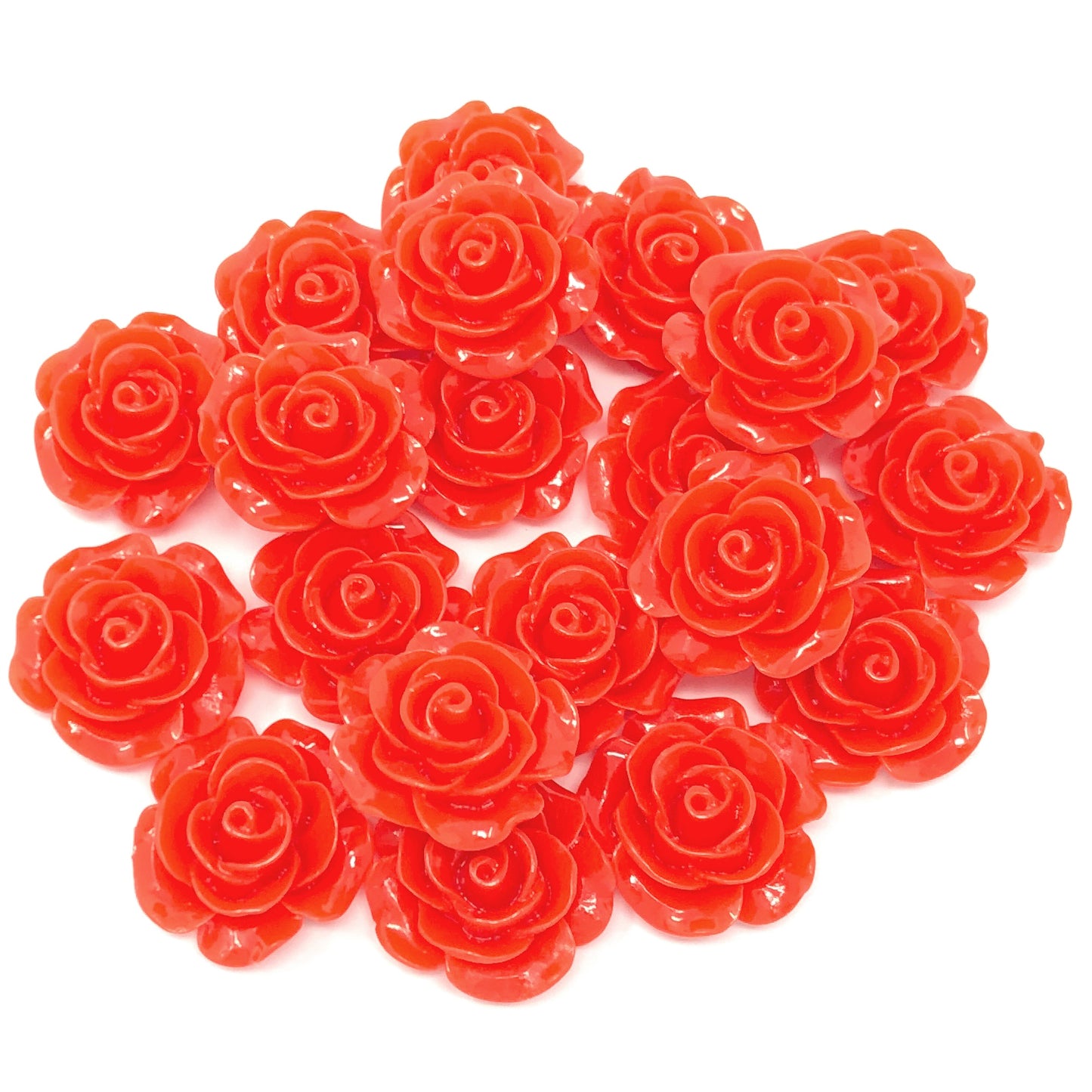 Red 20mm Resin Roses Flatbacks - Pack of 20