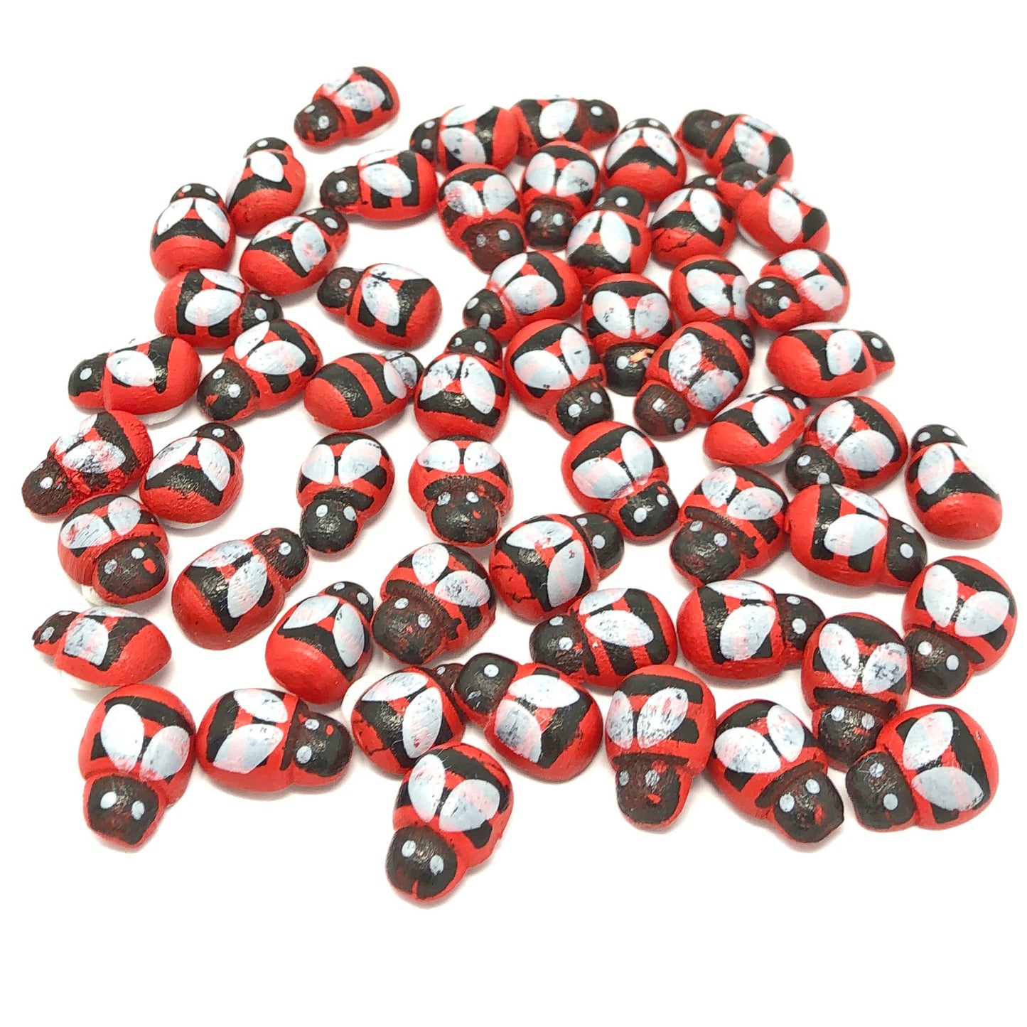 Red Mini 9x12mm Bees Self Adhesive Wooden Bumble Bee Wood Toppers