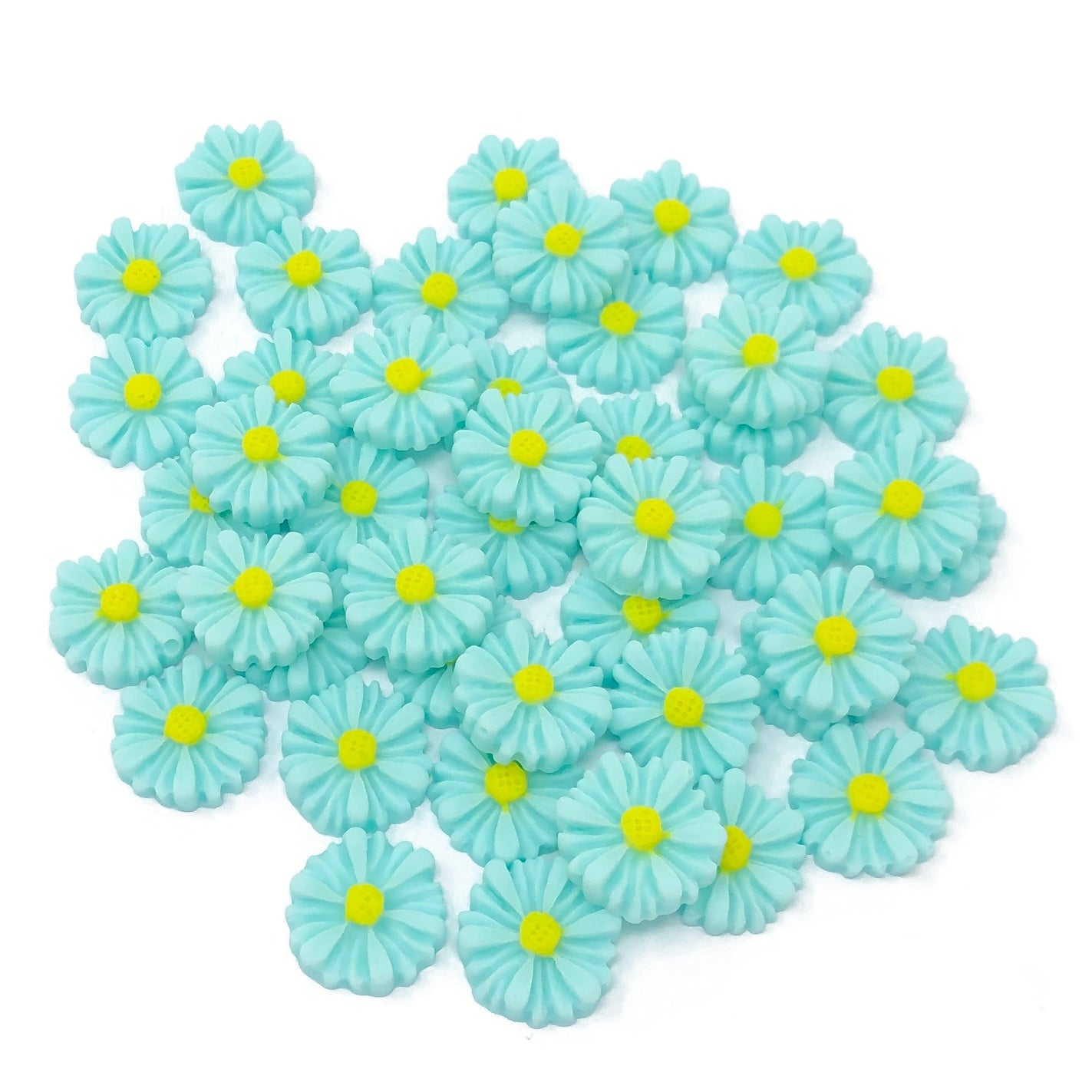 Turquoise 13mm Daisy Flatbacks - Pack of 45