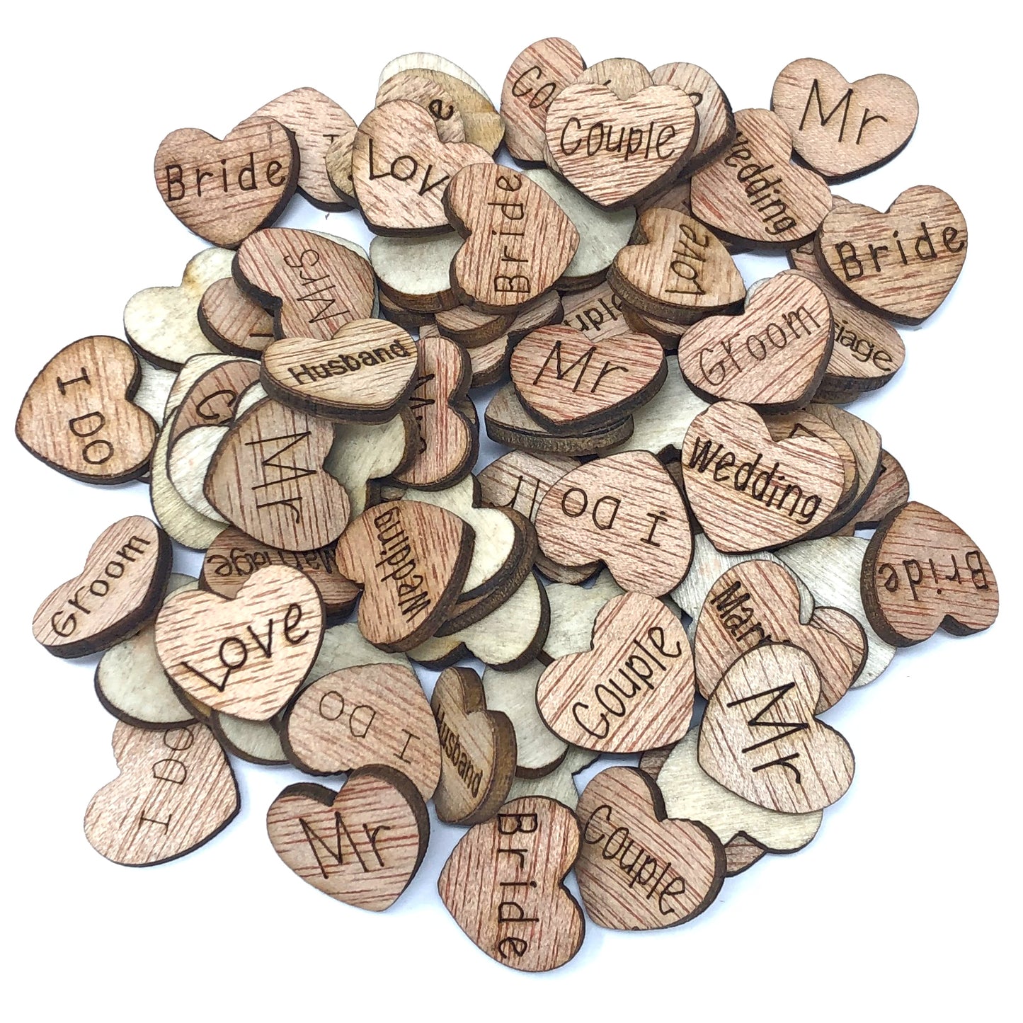 Wedding Mix 15mm Natural Wooden Wedding Love Hearts 