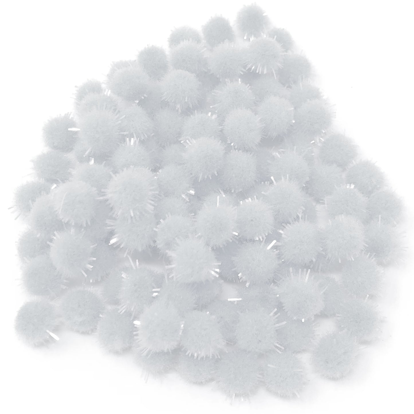 White 8mm Mini Glitter Pom Poms