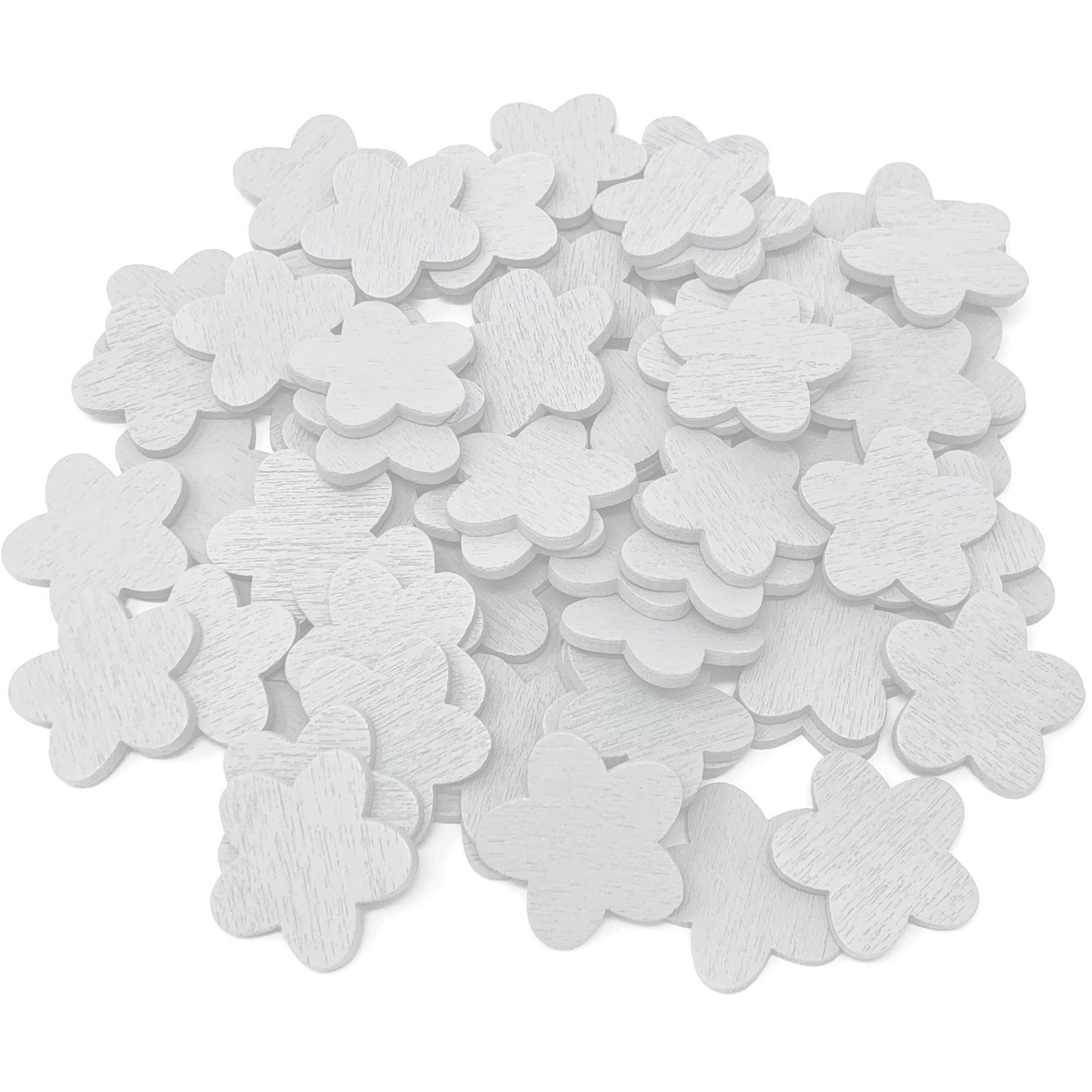 White 18mm Wooden Craft Coloured Flowers