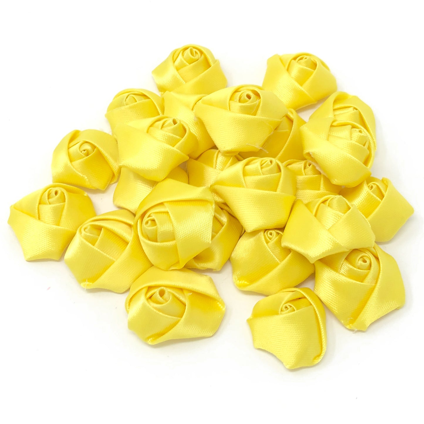 Yellow 25mm Felt Flatback Ribbon Roses