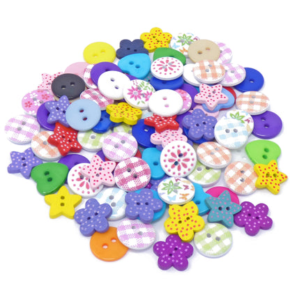 Mixed pack 100 Mixed Wooden & Acrylic Buttons