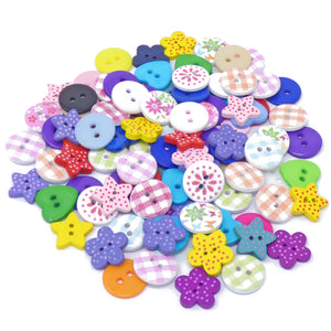 100 Mixed Wooden & Acrylic Buttons