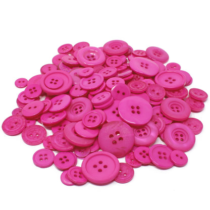 Fuchsia 100g Bags Of Mix Acrylic & Resin Buttons