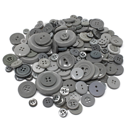 Grey 100g Bags Of Mix Acrylic & Resin Buttons