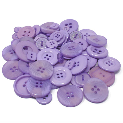 Lilac 100g Bags Of Mix Acrylic & Resin Buttons
