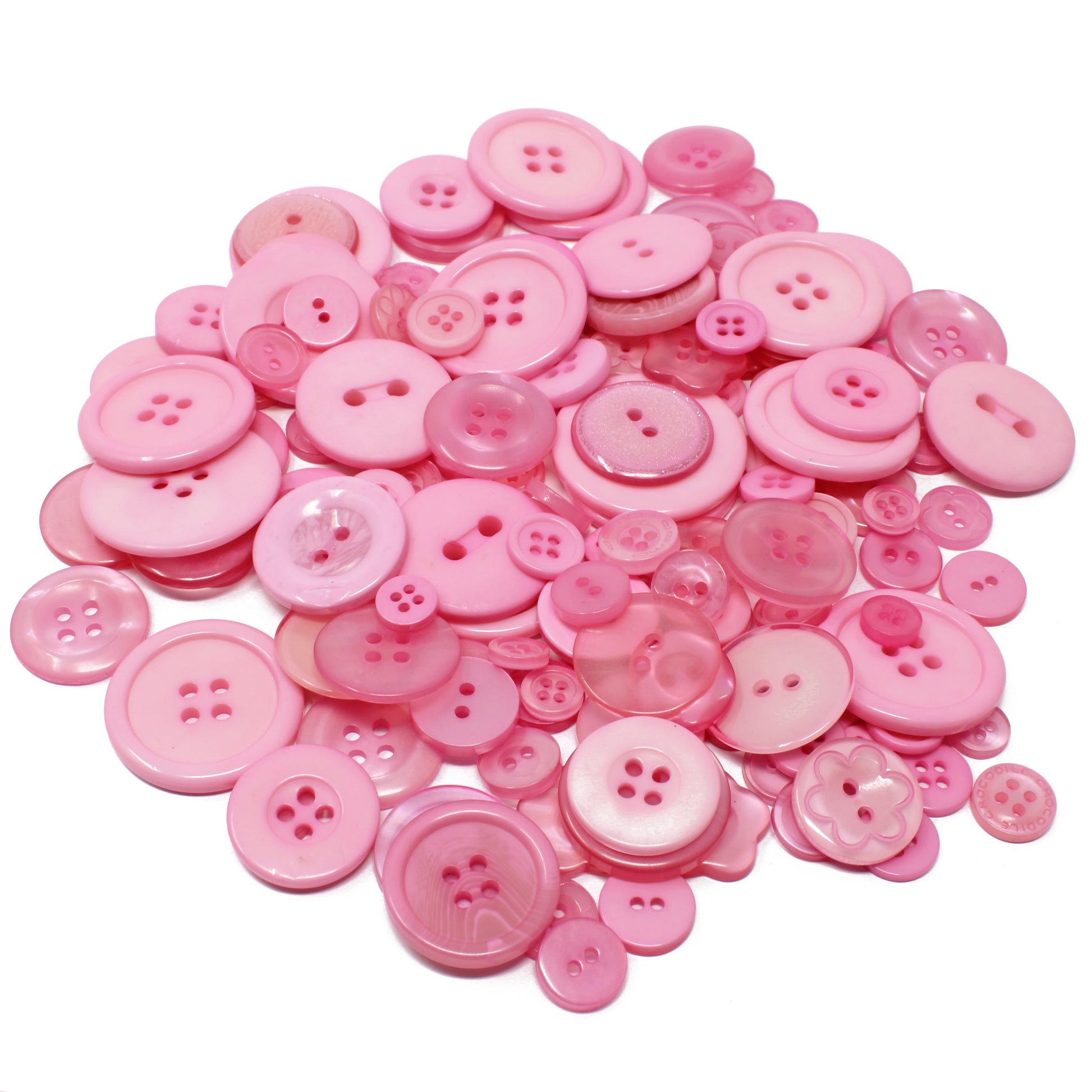 Pink 100g Bags Of Mix Acrylic & Resin Buttons
