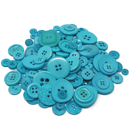 Turquoise 100g Bags Of Mix Acrylic & Resin Buttons