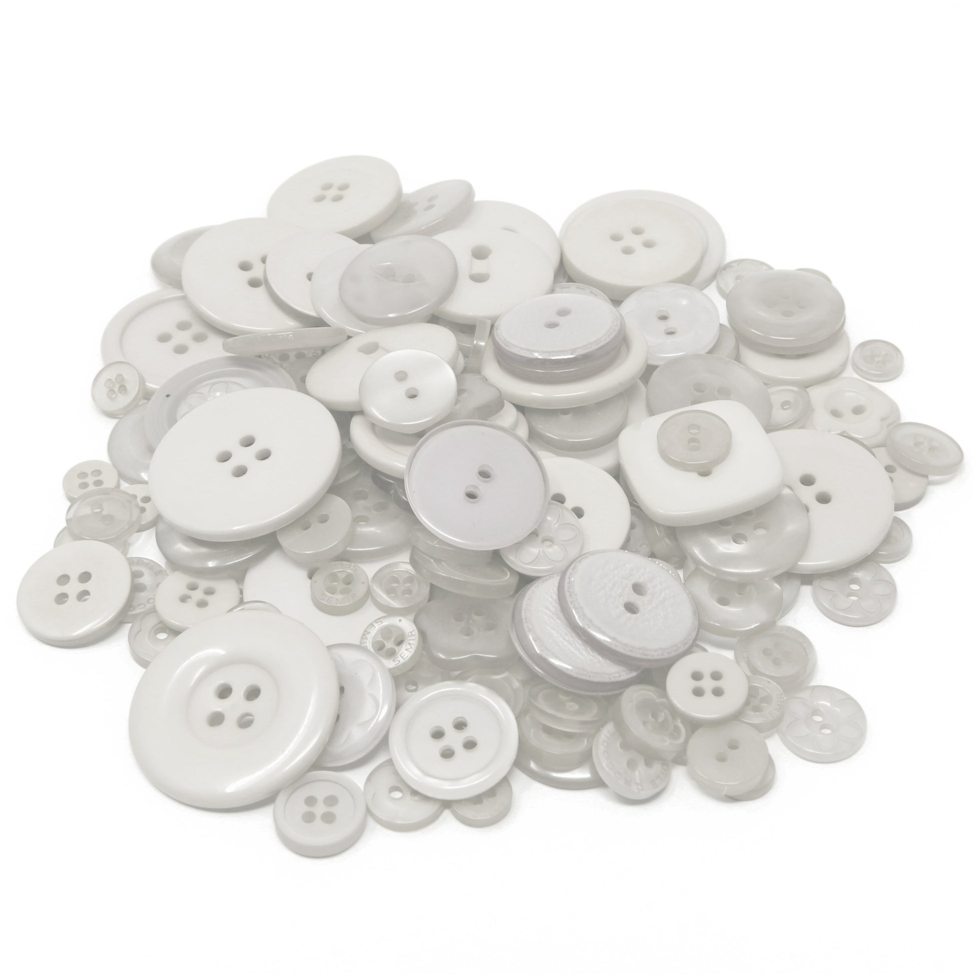 White 100g Bags Of Mix Acrylic & Resin Buttons