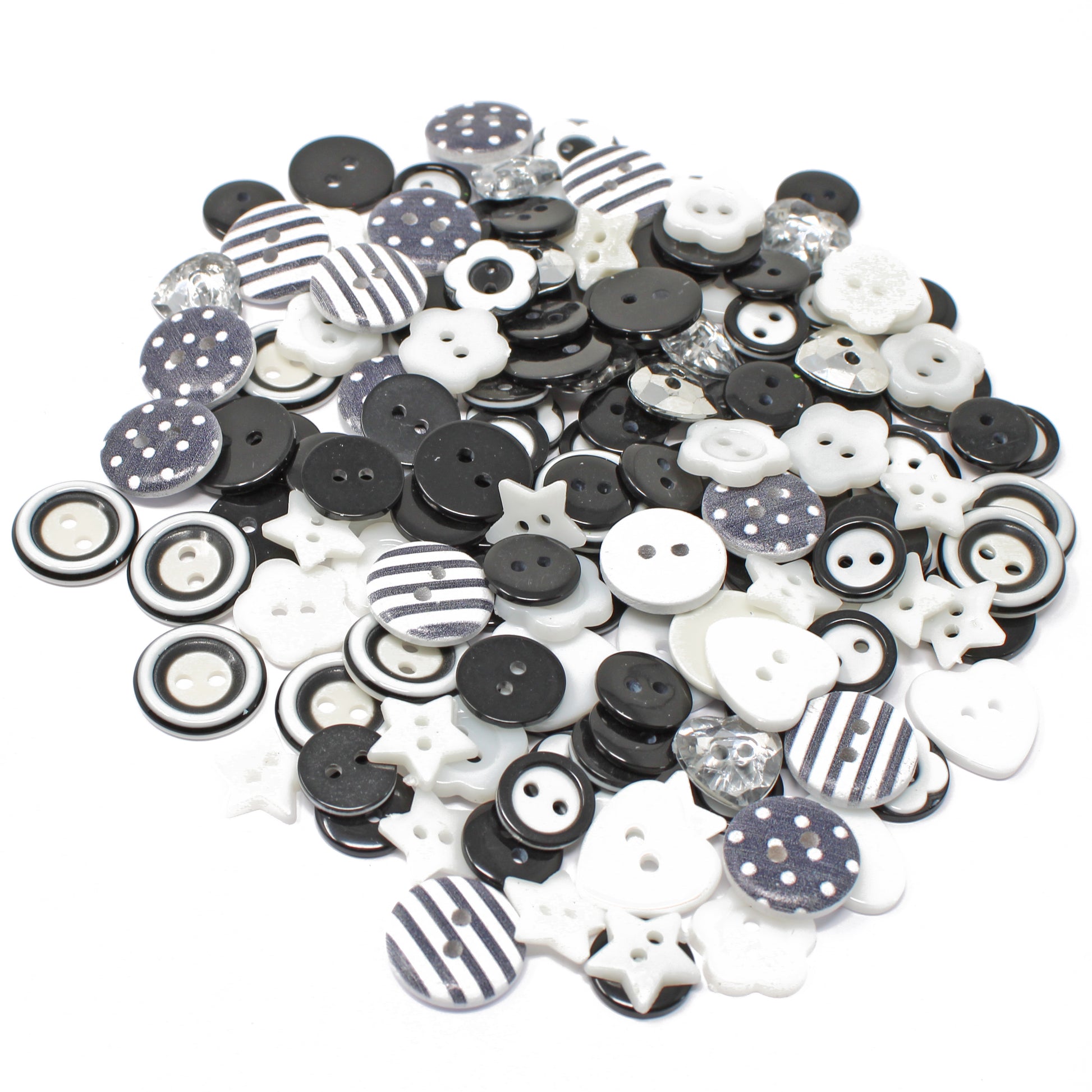 Black & White 150 Mix Wood Acrylic & Resin Buttons