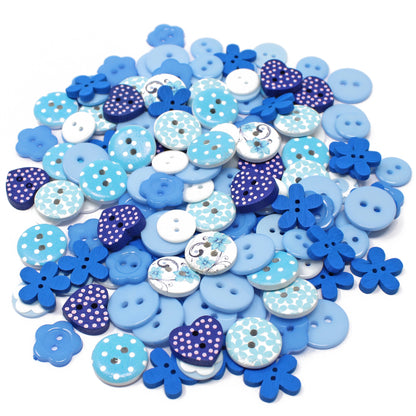 Blue 150 Mix Wood Acrylic & Resin Buttons