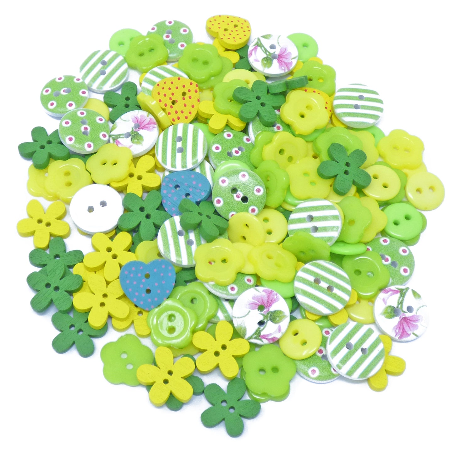 Green/Yellow 150 Mix Wood Acrylic & Resin Buttons