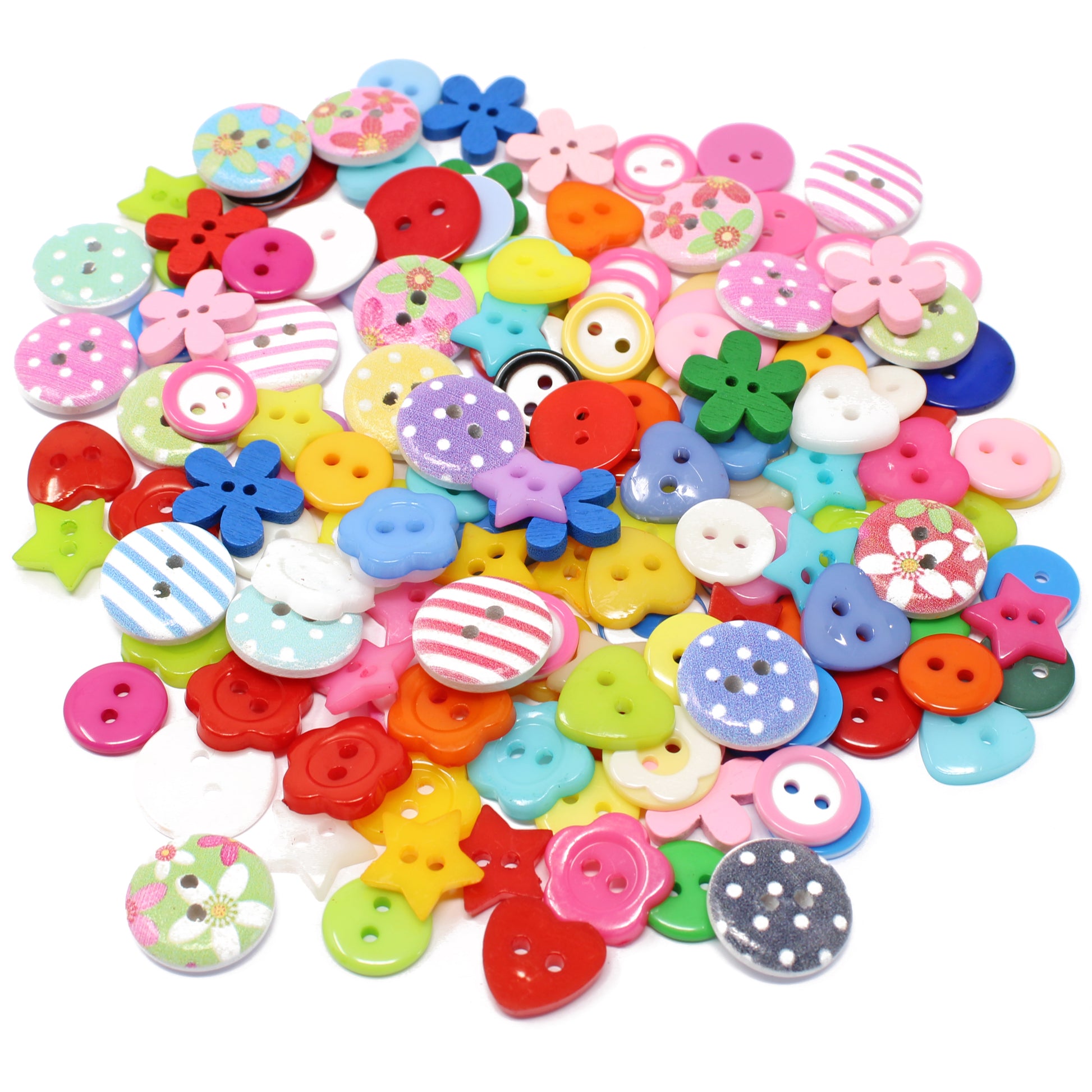 Assorted Resin Buttons, 100g Pack – Mixed Sizes & Shades, 2 & 4 Holes, For Sewing & Craft Projects