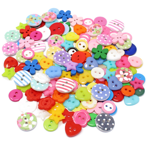 150 Mix Wood Acrylic & Resin Buttons