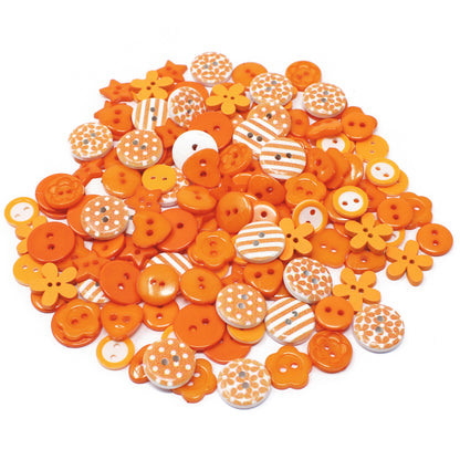 Orange 150 Mix Wood Acrylic & Resin Buttons