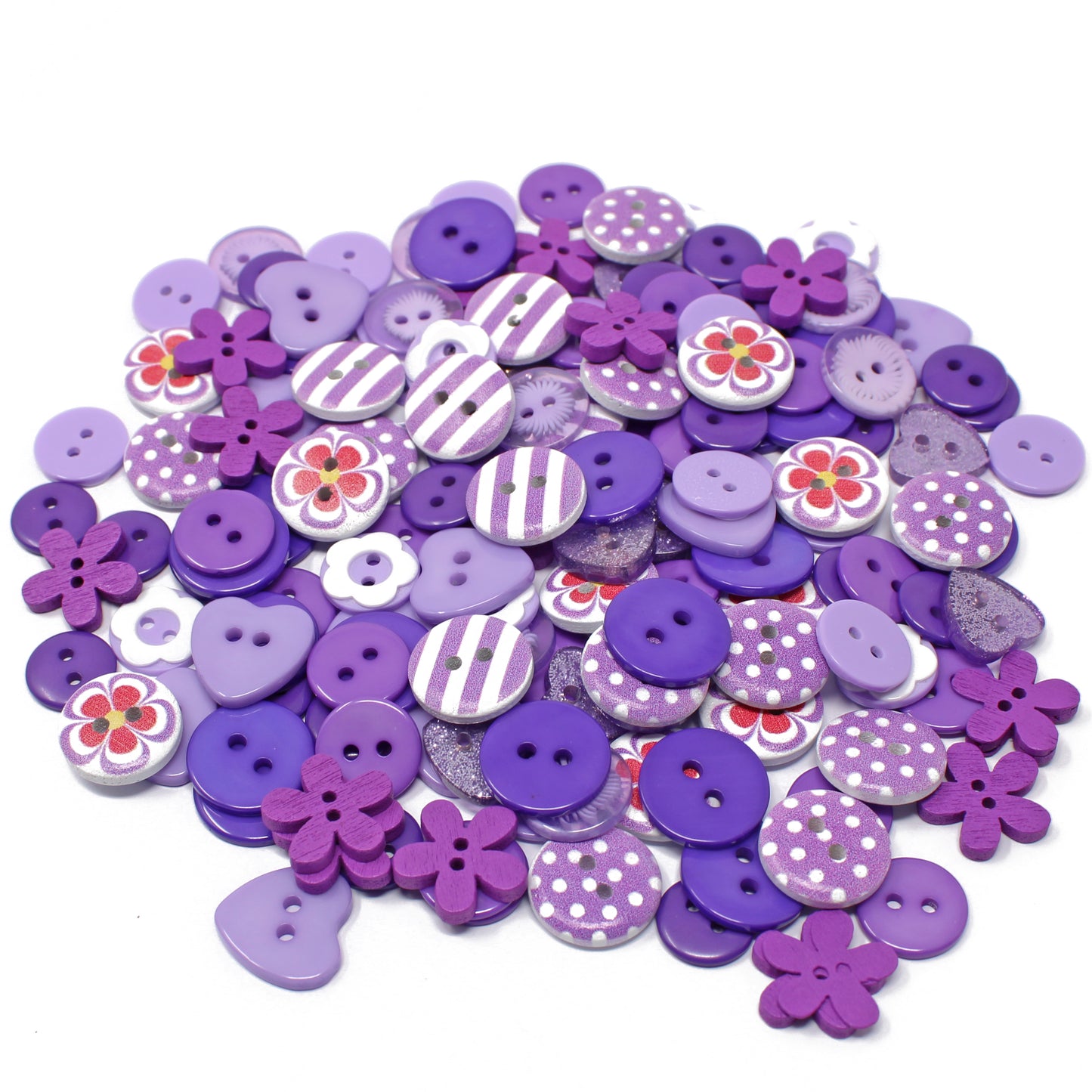Purple 150 Mix Wood Acrylic & Resin Buttons