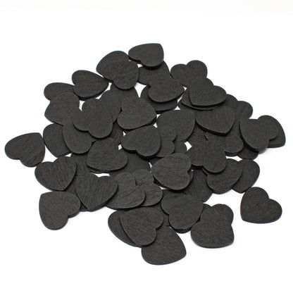Black 18mm Wooden Craft Coloured Hearts