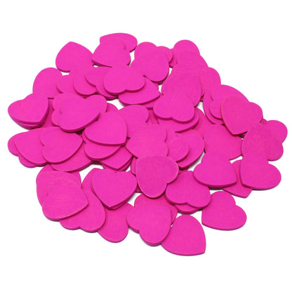 Bright Pink 18mm Wooden Craft Coloured Hearts