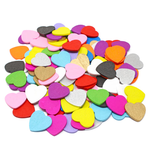 18mm Wooden Craft Coloured Hearts