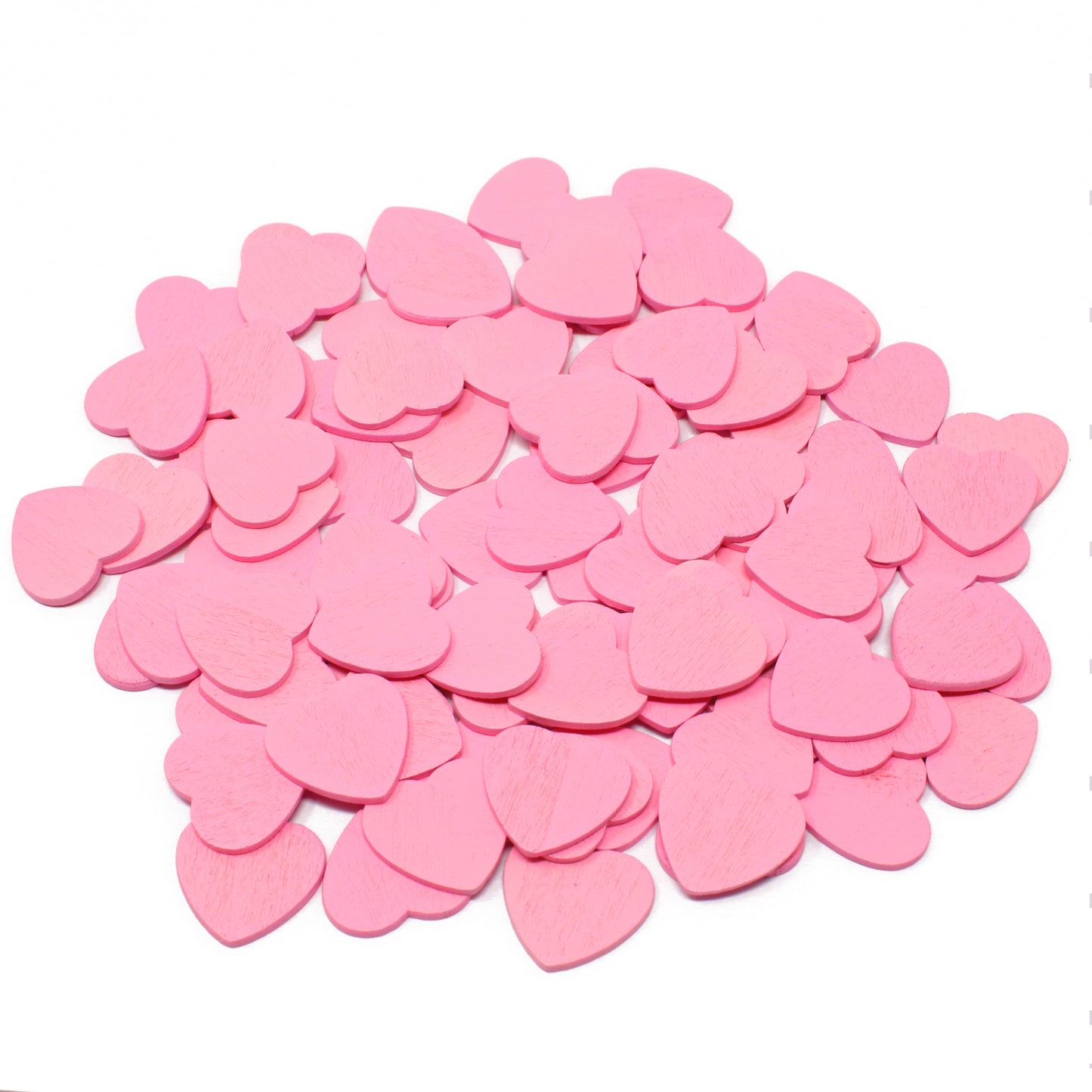 Pink 18mm Wooden Craft Coloured Hearts