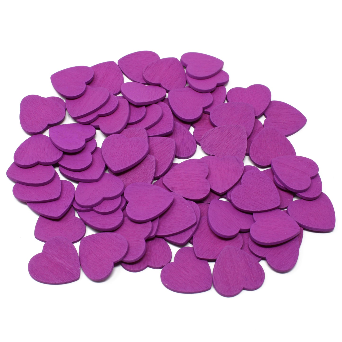 Purple 18mm Wooden Craft Coloured Hearts