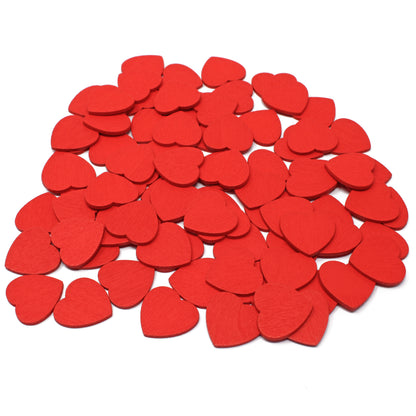 Red 18mm Wooden Craft Coloured Hearts