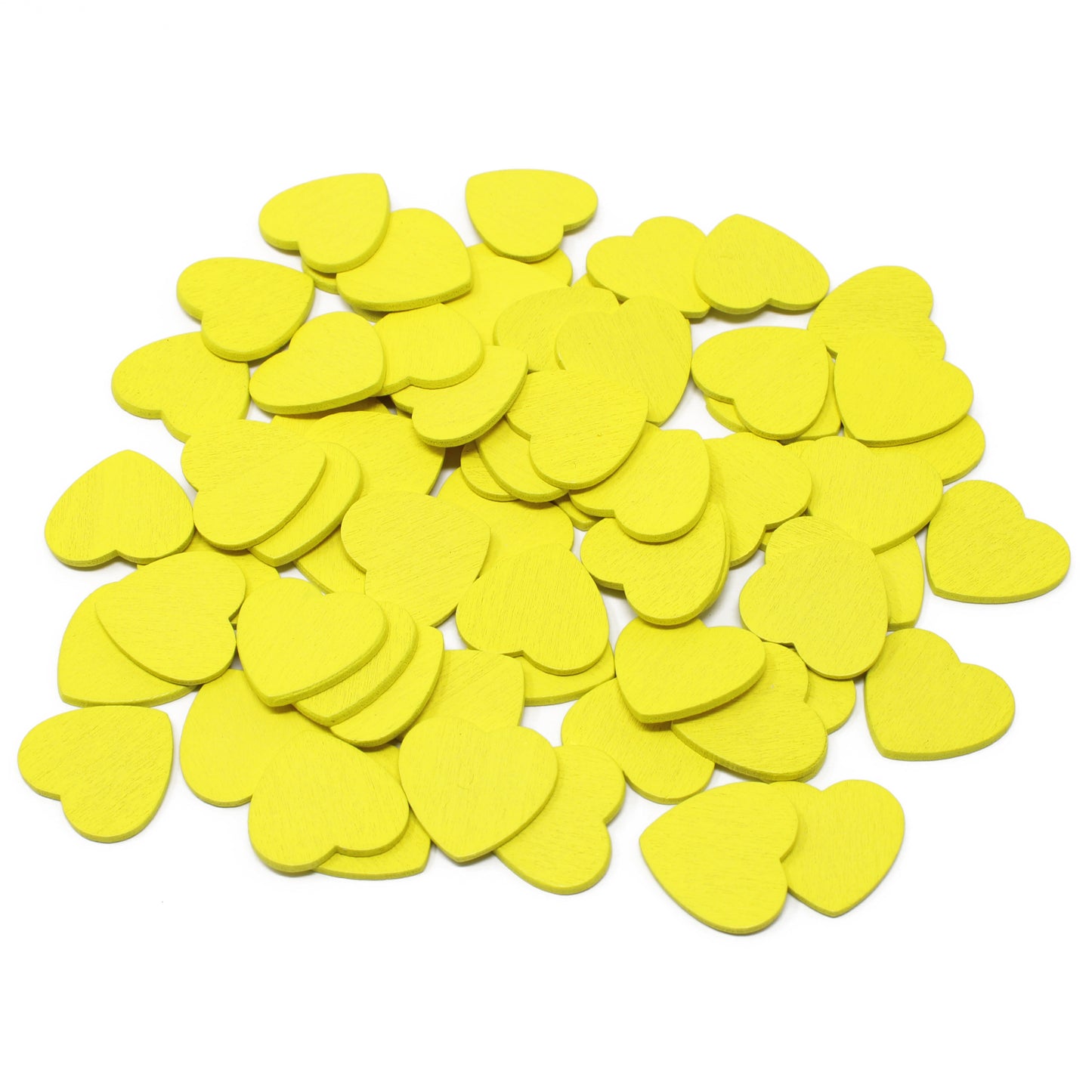 Yellow 18mm Wooden Craft Coloured Hearts