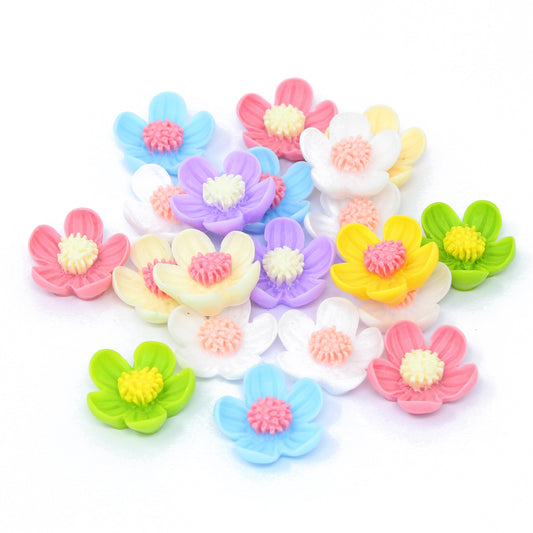 20 Mix 20mm Waterlily Shaped Resin Flower Flatbacks