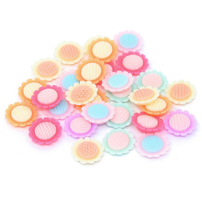 30 Mix Pastel 15mm Sunflower Resin Flatbacks