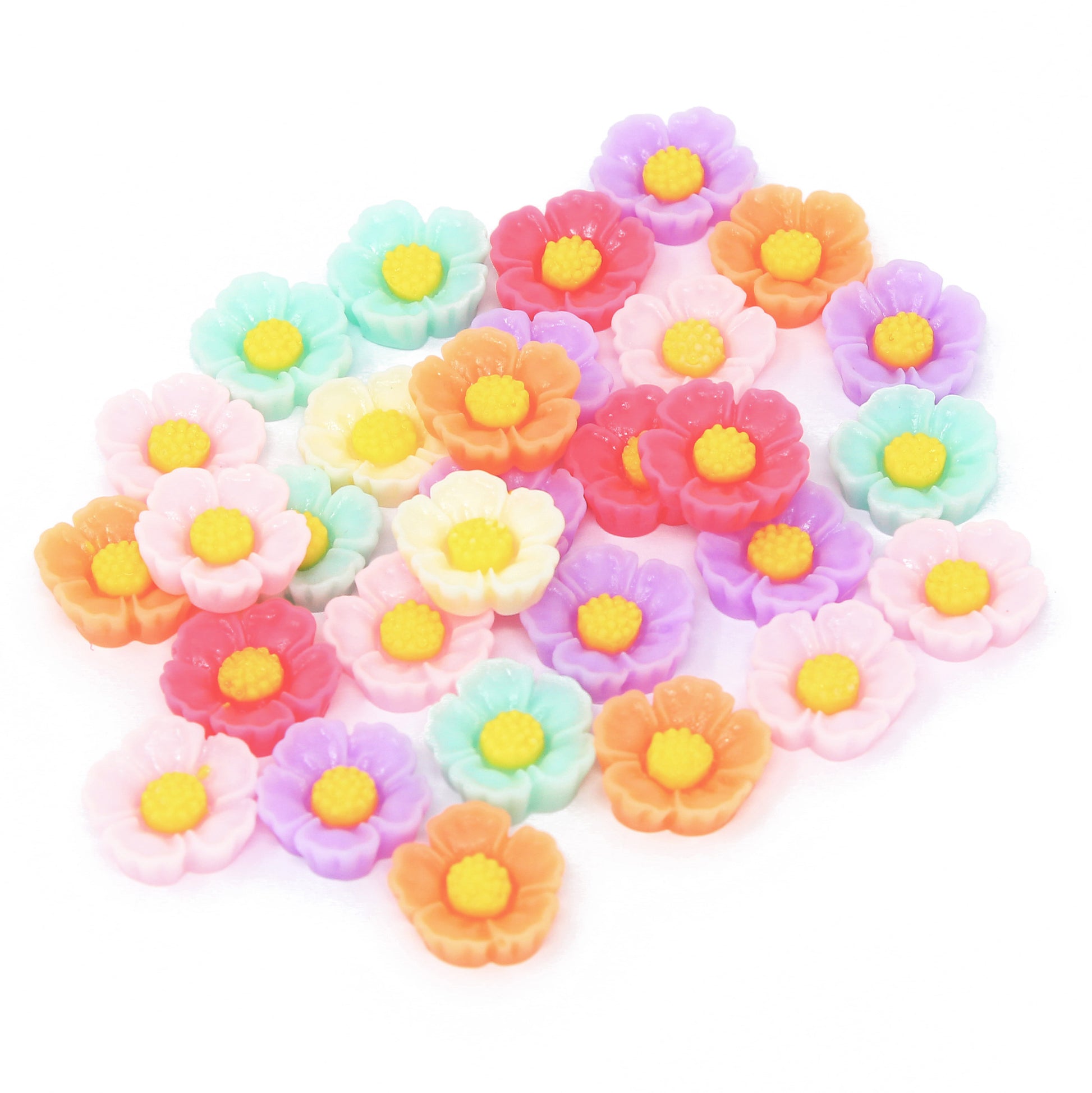 30 Mix Pastel 17mm Waterlily Flower Resin Flatbacks