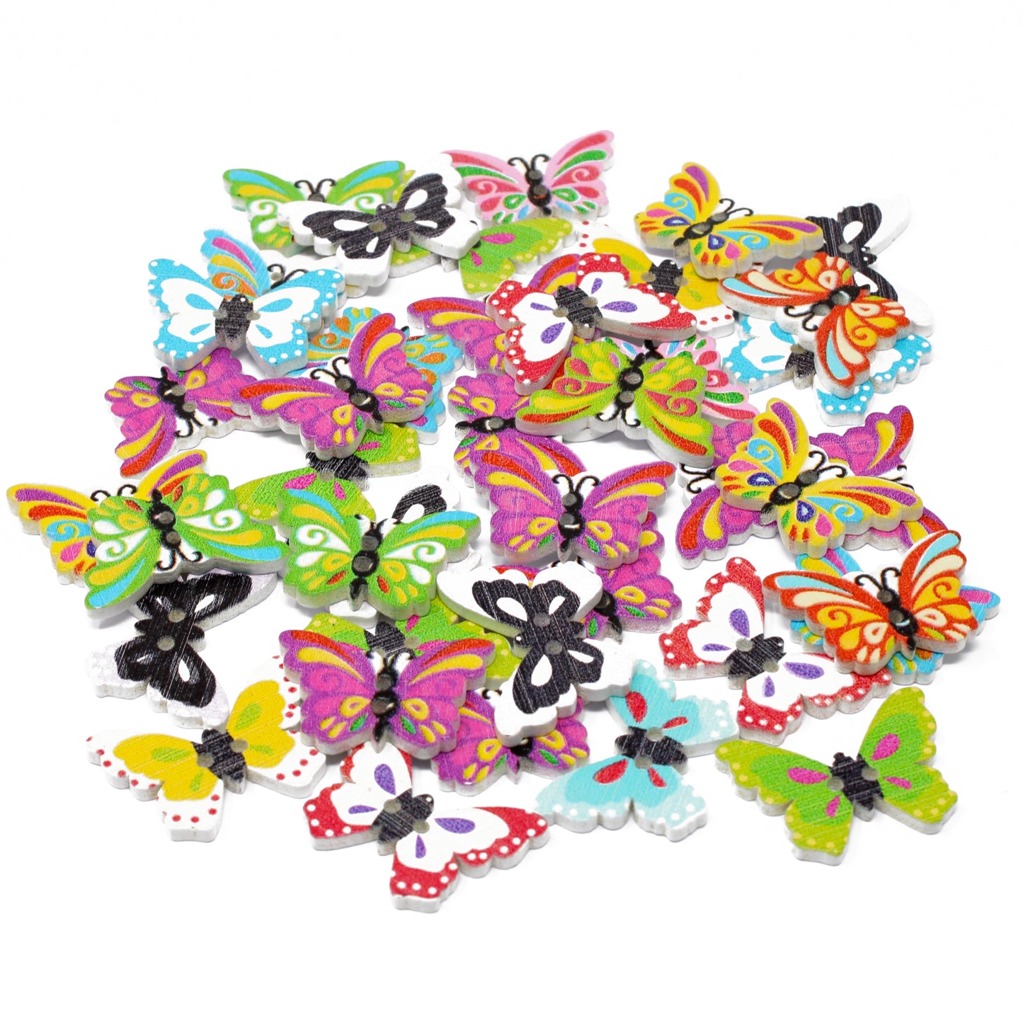 Butterfly 40 Mixed Bright Flower & Butterfly Buttons