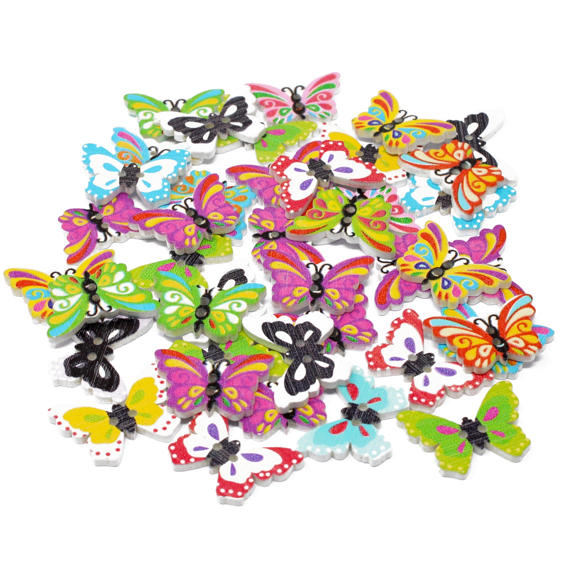 Butterfly 40 Mixed Bright Flower & Butterfly Buttons
