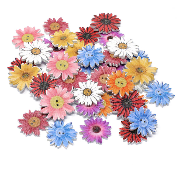 40 Mixed Bright Flower & Butterfly Buttons