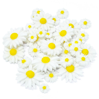 White 40 Pack Mix Size Resin Daisy Flatbacks