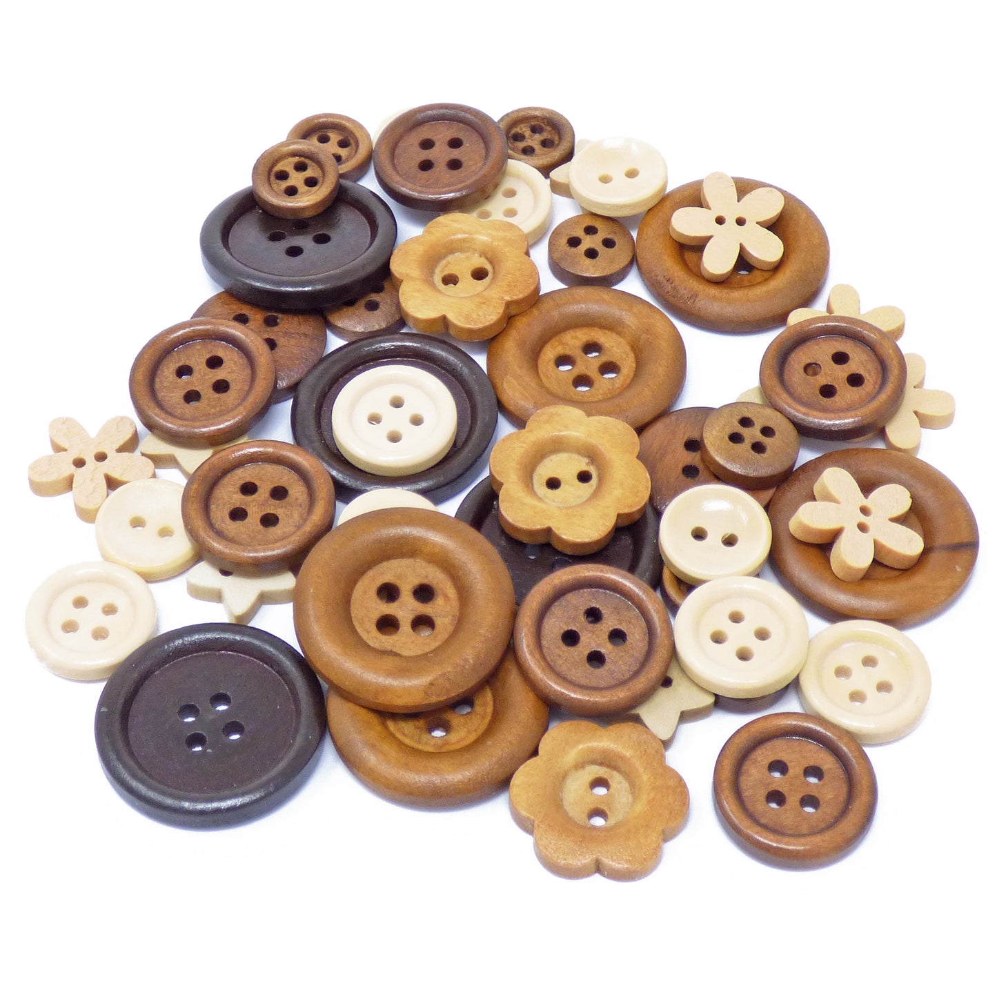 50 Mix Natural Shabby Chic Wood Buttons