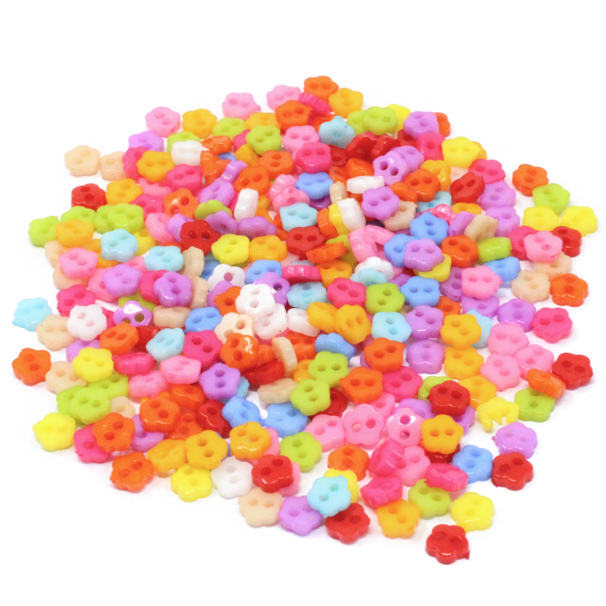 Flower 6mm Multicoloured Resin Buttons - Pack of 300