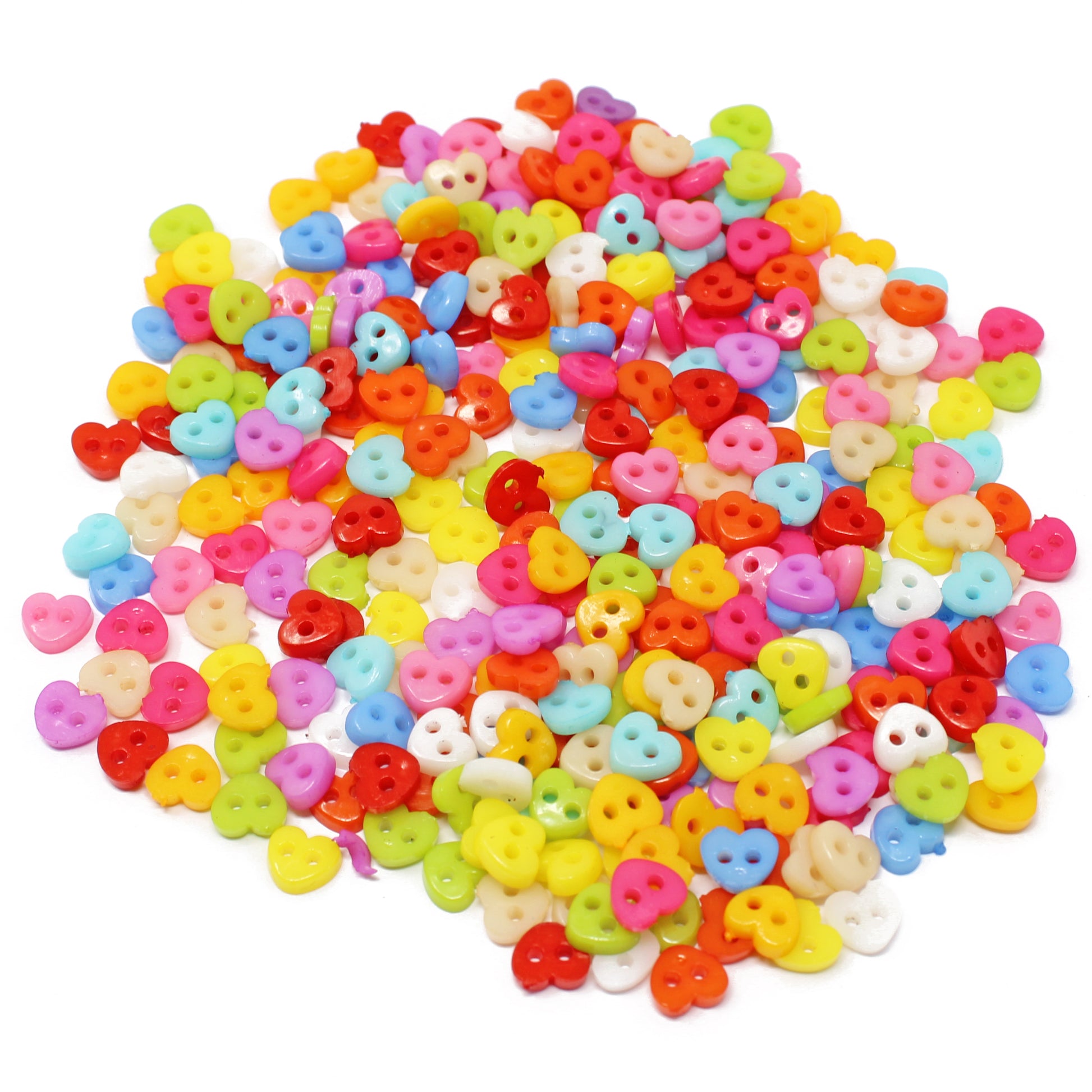 Hearts 6mm Multicoloured Resin Buttons - Pack of 300