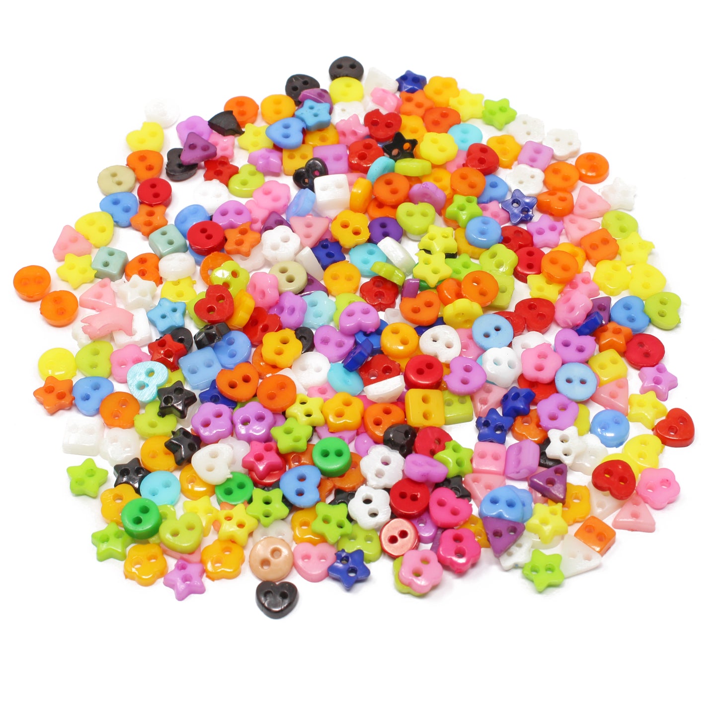Mixed Shape 6mm Multicoloured Resin Buttons - Pack of 300