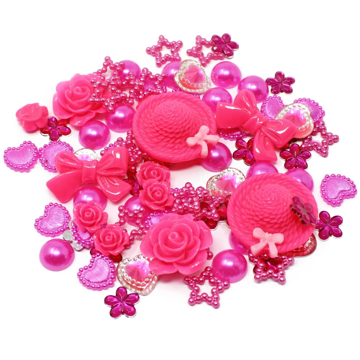 Bright Pink 80 Mix Resin Craft Embellishment Flatbacks