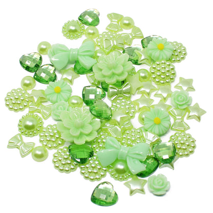 Green 80 Mix Resin Craft Embellishment Flatbacks
