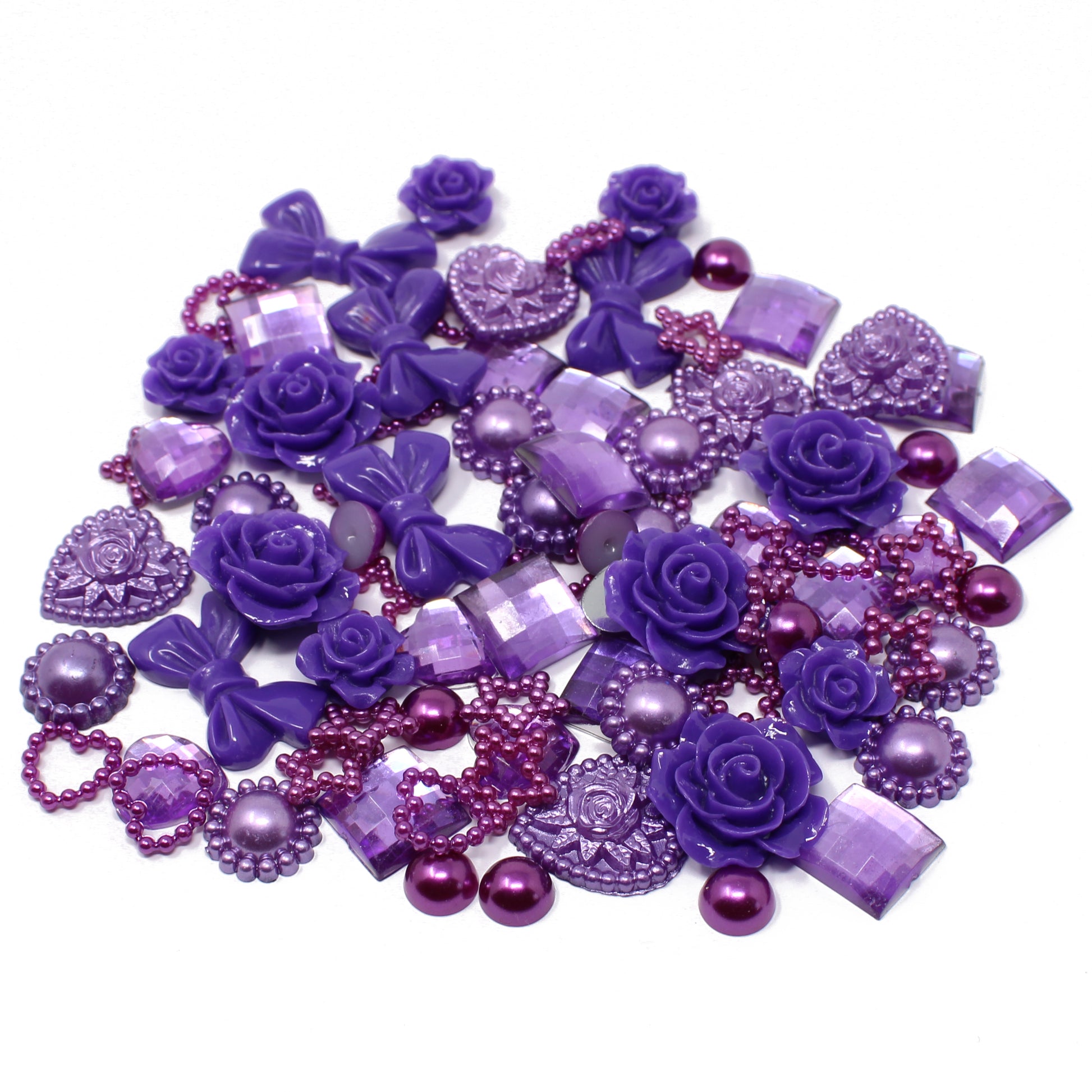 Purple 80 Mix Resin Craft Embellishment Flatbacks