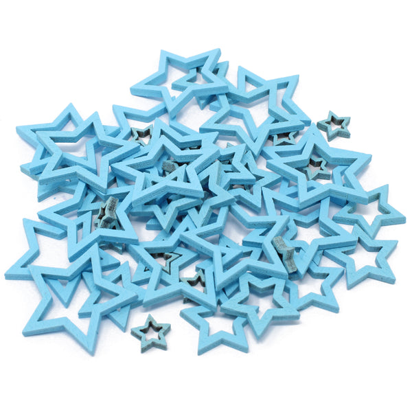 50 Mixed Size Cut Out Christmas Wood Stars