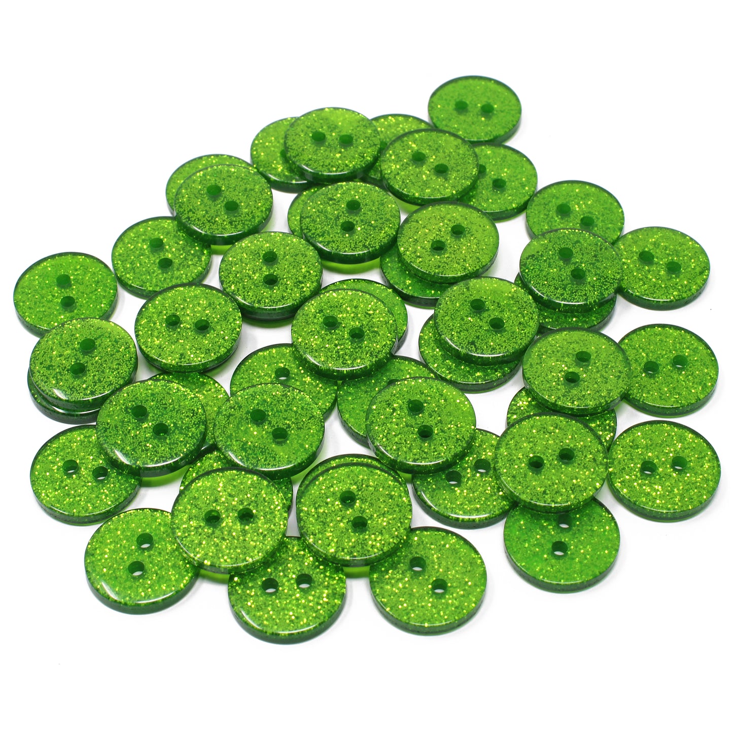 Dark Green 50 Mix Glitter Round 15mm Resin Buttons