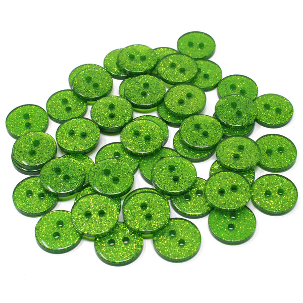 50 Mix Glitter Round 15mm Resin Buttons