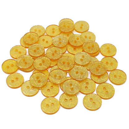Gold 50 Mix Glitter Round 15mm Resin Buttons