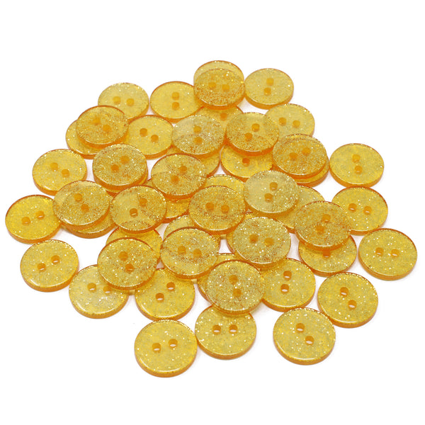 50 Mix Glitter Round 15mm Resin Buttons
