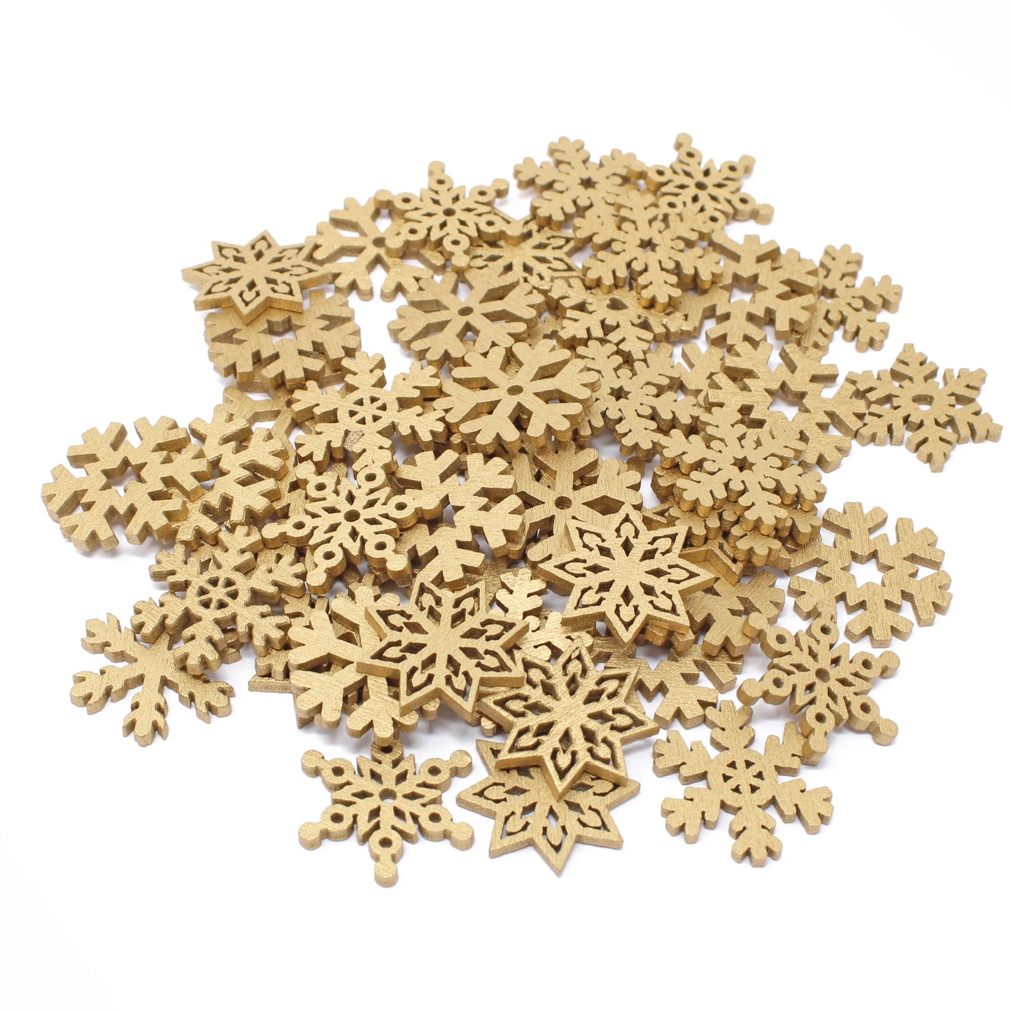 Gold 50 Mix Wooden Christmas Snowflakes