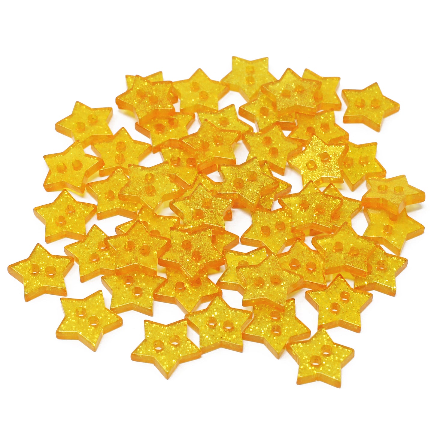 Gold 50 Mix Glitter Star 13mm Resin Buttons